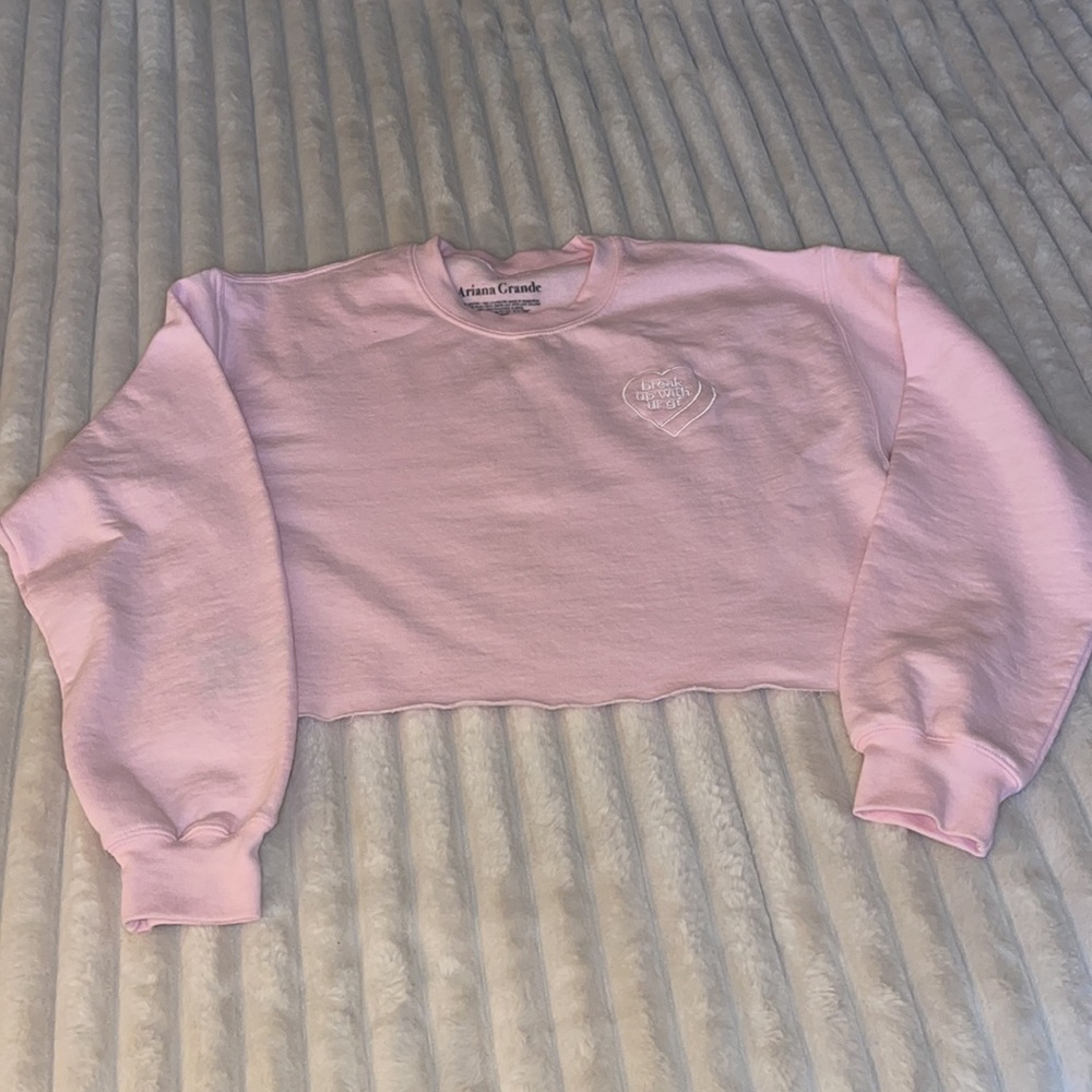 Ariana Grande Pink Cropped Sweatshirt